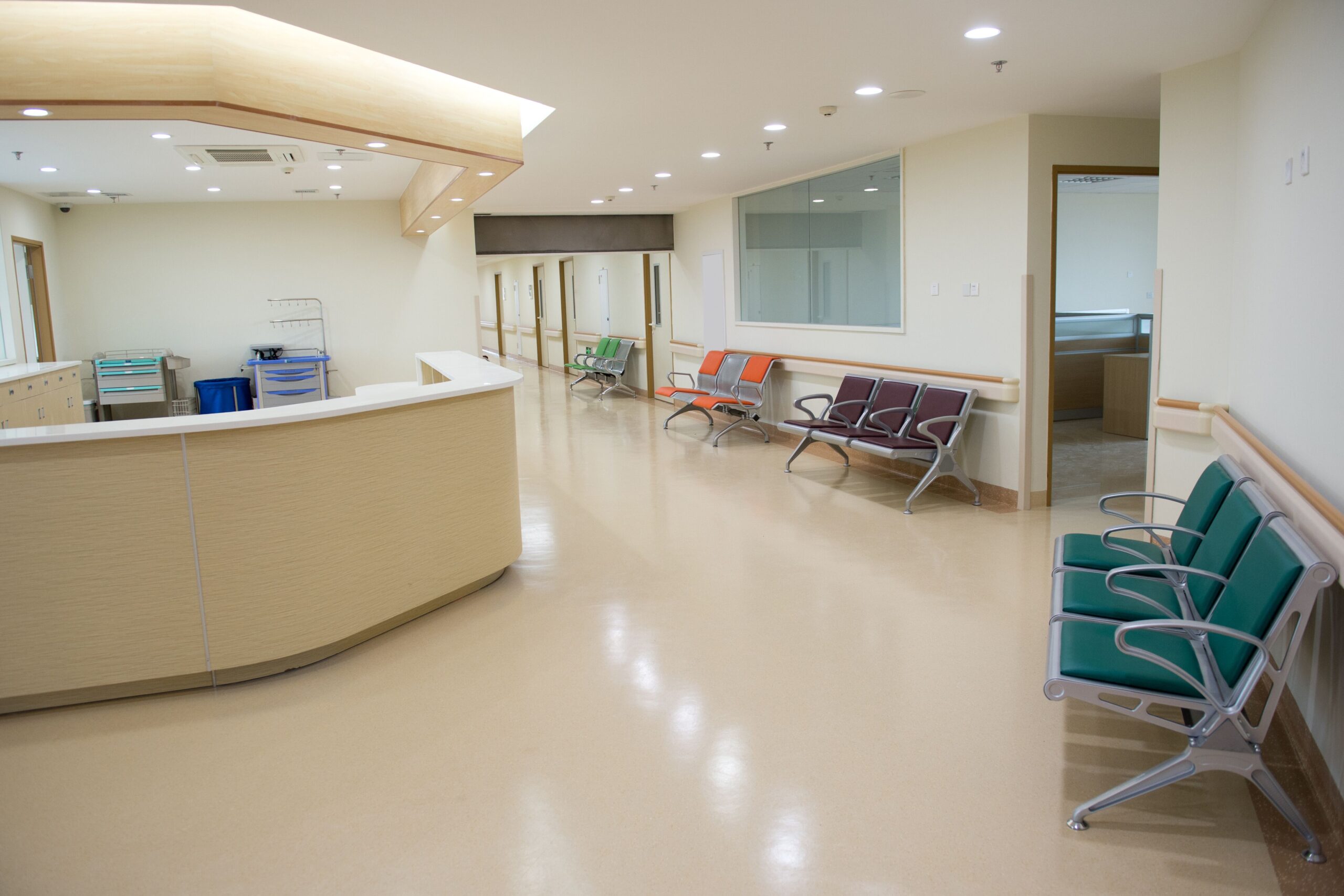 Empty nurses station in a hospital.